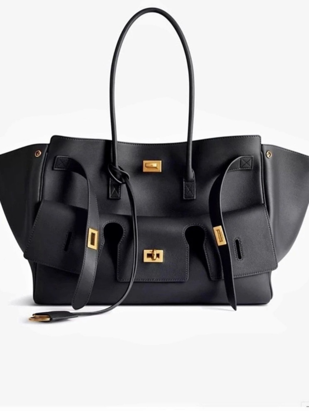 Balenciaga Rodeo Handbag Medium Black Leather Tote